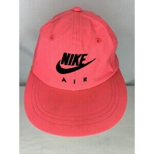 Rare VTG NIKE Air Spell Out Swoosh Slide Strapback Hat Cap 80s 90s Black Pink